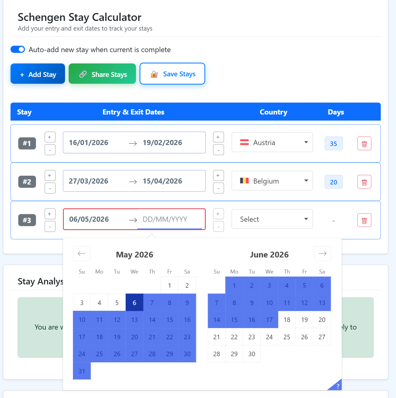 Schengen Area Calculator by Dany Trakhtenberg - thumbnail 2
